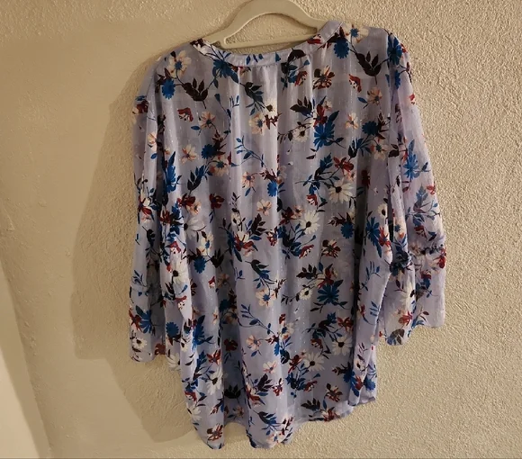 Liz Claiborne Floral Blouse - Blue and Red - Picture 2 of 6